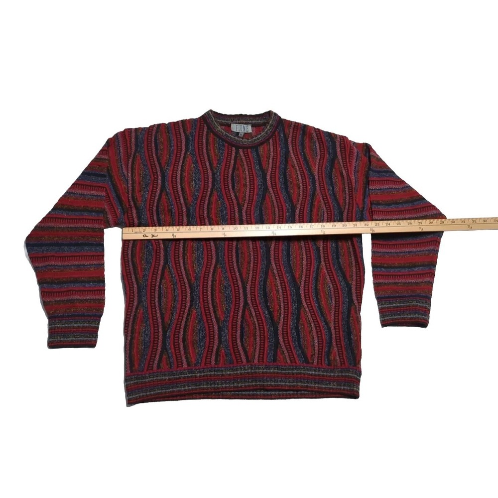 FIUME 3D Knit Thin‎ Sweater Coogie Biggie Style Red Black Size 52 - Picture 7 of 8